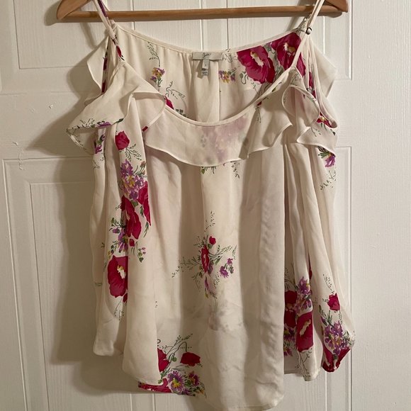 Joie Floral Floral Print Cold-Shoulder Silk Blouse - Picture 2 of 9